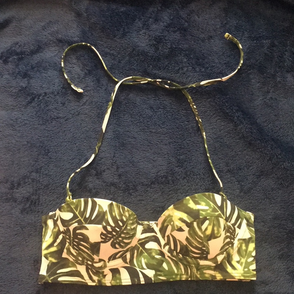 Top shop bikini top banana leaves print